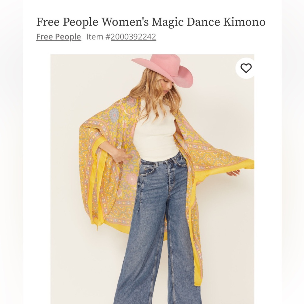 Free People yellow kimono NWT!